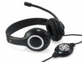 Conceptronic Polona Auriculares con Microfono USB - Microfono Flexible - Diadema Ajustable - Almohadillas Acolchadas - Controles en Cable - Cable de 2m - Color Negro