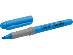 Bic Highlighter Grip Marcador Fluorescente - Tinta con Base de Agua - Punta Biselada - Trazo entre 1.60 y 3.30 mm - Color Azul