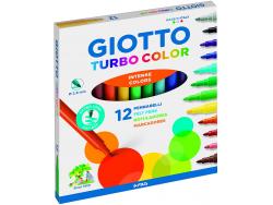 Giotto Turbo Color Pack de 12 Rotuladores - Punta Fina 2.8 mm. - Tinta al Agua - Lavable - Colores Surtidos