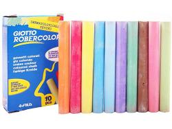 Giotto Robercolor Pack de 10 Tizas Redondas de Colores - Testadas Dermatologicamente - Compactas y Duraderas - Colores Surtidos