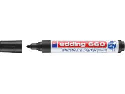 Edding 660 Rotulador para Pizarra Blanca - Punta Redonda - Trazo entre 1.5 y 3 mm. - Tinta Pigmentada - Recargable - Borrable en Seco - Color Negro