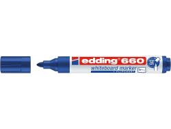 Edding 660 Rotulador para Pizarra Blanca - Punta Redonda - Trazo entre 1.5 y 3 mm. - Tinta Pigmentada - Recargable - Borrable en Seco - Color Azul