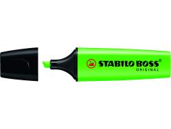 Stabilo Boss 70 Rotulador Marcador Fluorescente - Trazo entre 2 y 5mm - Recargable - Tinta con Base de Agua - Color Verde Fluorescente