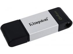 Kingston DataTraveler 80 Memoria USB Tipo C 64GB - USB-C 3.2 Gen 1 - 200 MB/s en Lectura - Con Tapa - Diseño Metalico (Pendrive)