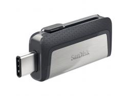 Sandisk Ultra Dual Memoria USB-C y USB-A 128GB - Hasta 150MB/s de Lectura - Diseño Metalico - Color Acero/Negro (Pendrive)