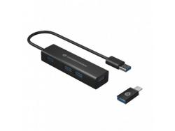 Conceptronic Hub USB-A 3.0 con 4x USB-A 3.0 + Adaptador USB-C - Carcasa de Aluminio