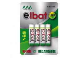 Elbat Pack de 4 Pilas Recargables LR03 AAA 1000mAh