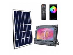 Elbat Foco Solar Led RGB 100W - 780LM - Bluetooth - Bateria 5V/12AH - Control Remoto - IP67