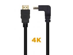 Aisens Cable HDMI V2.0 Acodado Premium Alta Velocidad / HEC 4K@60Hz 18Gbps - A/M-A/M - 2.0M - Color Negro