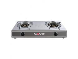 Muvip Serie Strong Cocina de Gas Inox 2 Fuegos - Encendido Piezoelectrico - Quemador de Hierro Fundido Desmontable