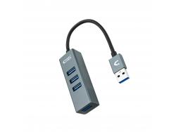 Nanocable Hub USB 3.0 4xUSB3.0. USB-A/M-USB 3.0/H - Aluminio - 10 cm - Color Gris