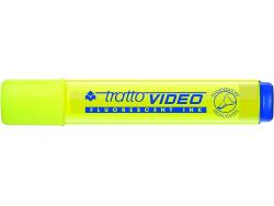 Tratto Video Marcador Fluorescente - Punta Biselada - Tinta Base de Agua - Secado Rapido - Color Amarillo Fluorescente
