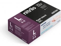 Santex Flash Black Pack de 100 Guantes de Nitrilo Talla L - 6 gramos - Sin Polvo - Libre de Latex - No Esteriles - Color Negro