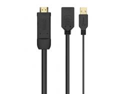 Aisens Conversor Activo HDMI 2.0 + USB ALIM. a DisplayPort V1.2 - HDMI/M-USB/M-DP/H - 10CM - Color Negro