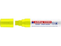 Edding 4090 Rotulador de Tiza Liquida - Punta Biselada - Trazo entre 4 y 15mm - Olor Neutro - Color Amarillo Neon