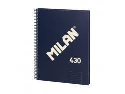 Milan Serie 1918 Cuaderno Espiral Formato A4 Pautado 7mm - 80 Hojas de 95 gr/m2 - Microperforado, 4 Taladros - Color Azul Oscuro