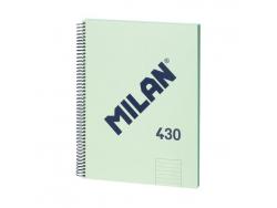 Milan Serie 1918 Cuaderno Espiral Formato A4 Pautado 7mm - 80 Hojas de 95 gr/m2 - Microperforado, 4 Taladros - Color Verde