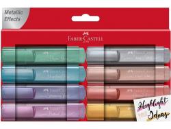 Faber-Castell Textliner 46 Metallic Pack de 8 Marcadores Fluorescentes - Punta Biselada - Trazo entre 1mm y 5mm - Tinta con Base de Agua - Colores Surtidos