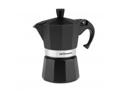 Orbegozo KFN 310 Cafetera de Aluminio Negra - Prepara 3 Tazas de Cafe en Segundos - Mango Ergonomico para Mayor Seguridad - Valvula de Seguridad - Facil Limpieza - Ideal para Casa U Oficina