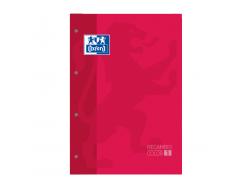 Oxford School Classic Cuaderno de Recambio - Tamaño A4 - Tapa Blanda - Encolado - 80 Hojas - Cuadricula 5x5 - Color Rojo
