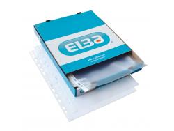 Elba Pack de 100 Fundas Multitaladro Standard A4 - Grosor de 90Μ - Material de Piel Naranja Transparente
