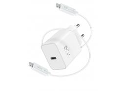 DCU Tecnologic Cargador USB Tipo C 30W - Carga Rapida y Eficiente - Diseño Compacto y Portatil - Cable de Alta Calidad - Color Blanco