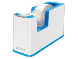 Leitz WOW Dispensador de Cinta Adhesiva - Para Rollos de hasta 19mm x 33m - Incluye Cinta Autoadhesiva Escribible - Color Blanco/Azul