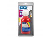 Milan Botella De Tempera 125 Ml - Secado Rapido - Tapon Dosificador - Mezclable - Color Rojo Bermellon