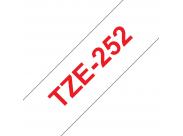 Brother Tze252 Cinta Laminada Generica De Etiquetas - Texto Rojo Sobre Fondo Blanco - Ancho 24Mm X 8 Metros