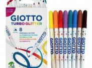 Giotto Turbo Glitter Pack De 8 Rotuladores - Punta Fina 2.8Mm - Tinta Al Agua - Lavable - Colores Surtidos