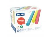 Milan Pack De 100 Tizas - Redondas - Antipolvo - No Contienen Caseina Ni Yeso - Colores Surtidos