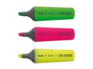 Milan Pack De 3 Rotuladores Marcadores Fluorescentes - Punta Biselada 1 - 4.8Mm - Colores Surtidos