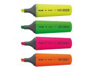 Milan Fluo Pack De 4 Marcadores Fluorescentes - Punta Biselada 1 - 4.8Mm - Colores Amarillo, Naranja, Rosa Y Verde