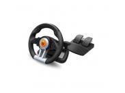 Krom K-Wheel Juego De Volante Y Pedales Usb - Palanca De Cambios - Levas En El Volante - 8 Botones Analogicos Y 4 Digitales - Vibracion - Compatible Con Pc, Ps3, Ps4 Y Xbox One - Color Negro
