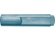 Faber-Castell Textliner 46 Metallic Marcador Fluorescente - Punta Biselada - Trazo Entre 1Mm Y 5Mm - Tinta Con Base De Agua - Color Azul Metalico