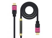 Nanocable Cable Hdmi V2.0 Macho Con Repetidor A Hdmi V2.0 Macho 20M - 4K@60Hz 18Gbps - Alta Velocidad - Color Negro/Rosa