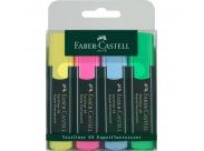 Faber-Castell Textliner 48 Pack De 4 Marcadores Fluorescentes - Punta Biselada - Trazo Entre 1.2Mm Y 5Mm - Tinta Con Base De Agua - Colores Surtidos