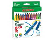 Alpino Pack De 24 Maxi Rotuladores Gruesos - Punta De 6Mm - Superlavables, Resistentes Y Duraderos - Colores Brillantes - Colores Surtidos