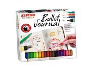 Alpino Color Experience Kit Bullet Journal Con 12 Rotuladores Doble Punta (0.7Mm Y 2.9Mm) - 2 Marcadores Pastel - 6 Rotuladores Con Efecto Purpurina - Regla De 15Cm - Libreta De 80 Paginas - Ideal Para Iniciarse En El Bullet Journal - Colores Surtidos