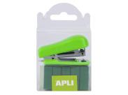 Apli Grapadora Pocket Verde - Tamaño 56Mm Para Grapas Nº10 - Incluye 2000 Grapas Del Mismo Color - Ideal Para Escuela Y Hogar