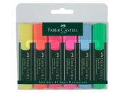 Faber-Castell Textliner 48 Pack De 6 Marcadores Fluorescentes - Punta Biselada - Trazo Entre 1.2Mm Y 5Mm - Tinta Con Base De Agua - Colores Surtidos