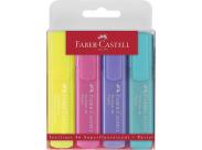 Faber-Castell Textliner 46 Pastel Pack De 4 Marcadores Fluorescentes - Punta Biselada - Trazo Entre 1Mm Y 5Mm - Tinta Con Base De Agua - Colores Surtidos