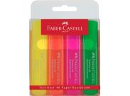 Faber-Castell Textliner 46 Superfluorescente Pack De 4 Marcadores Fluorescentes - Punta Biselada - Trazo Entre 1Mm Y 5Mm - Tinta Con Base De Agua - Colores Surtidos