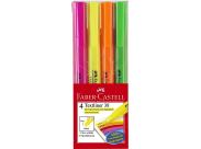 Faber-Castell Textliner 38 Pack De 4 Marcadores Fluorescentes - Cuerpo Fino - Punta Biselada - Trazo Grueso Y Fino - Tinta Con Base De Agua - Colores Surtidos