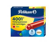 Pelikan Caja De 6 Cartuchos 4001 Tp/6 - Compatible Con Plumas Estilograficas Pelikan 4001 - Color Rojo