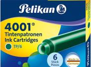 Pelikan Caja De 6 Cartuchos 4001 Tp/6 - Recambio Para Pluma Estilografica - Color Verde Oscuro