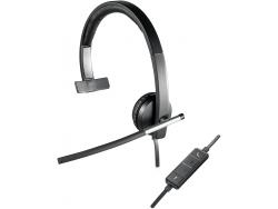 Logitech H650E Auriculares Mono con Microfono USB - Microfono Plegable - Almohadilla Acolchada - Controles en Cable - Color Negro