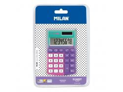 Milan Pocket Sunset Calculadora 8 Digitos - Calculadora de Bolsillo - Tacto Suave - 3 Teclas de Memoria y Raiz Cuadrada - Color Lila y Rosa