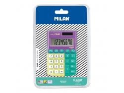 Milan Pocket Sunset Calculadora 8 Digitos - Calculadora de Bolsillo - Tacto Suave - 3 Teclas de Memoria y Raiz Cuadrada - Color Turquesa y Amarillo