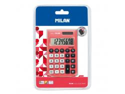 Milan Pocket Calculadora 8 Digitos - Calculadora de Bolsillo - Tacto Suave - 3 Teclas de Memoria y Raiz Cuadrada - Color Rojo